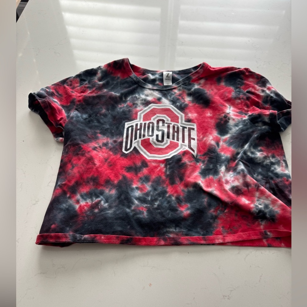 Ohio Tie-Dye cropped T-Shirt - Red and Black
